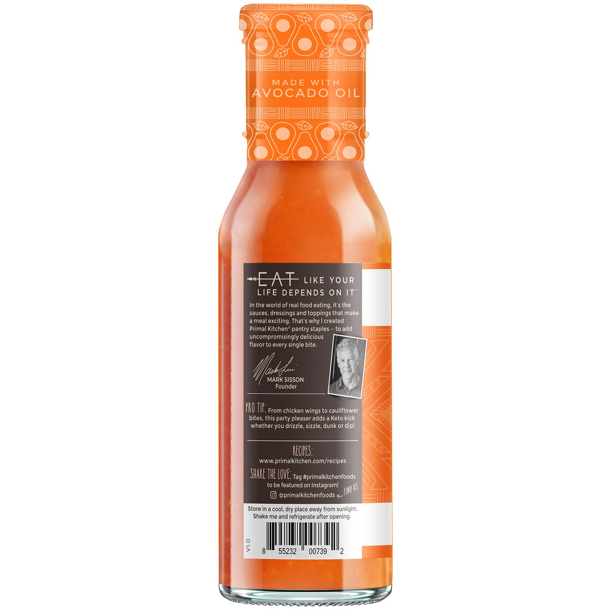 Primal Kitchen No Dairy Buffalo Sauce dip on chips with gluten-free appeal