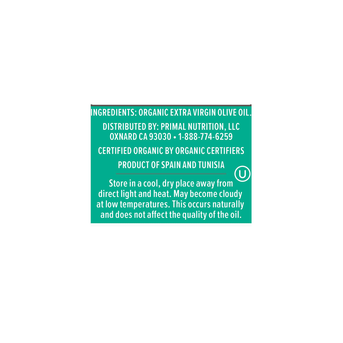 Primal Kitchen EVOO bottle label shows USDA Organic and NAOOA certification.