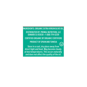 Primal Kitchen EVOO bottle label shows USDA Organic and NAOOA certification.