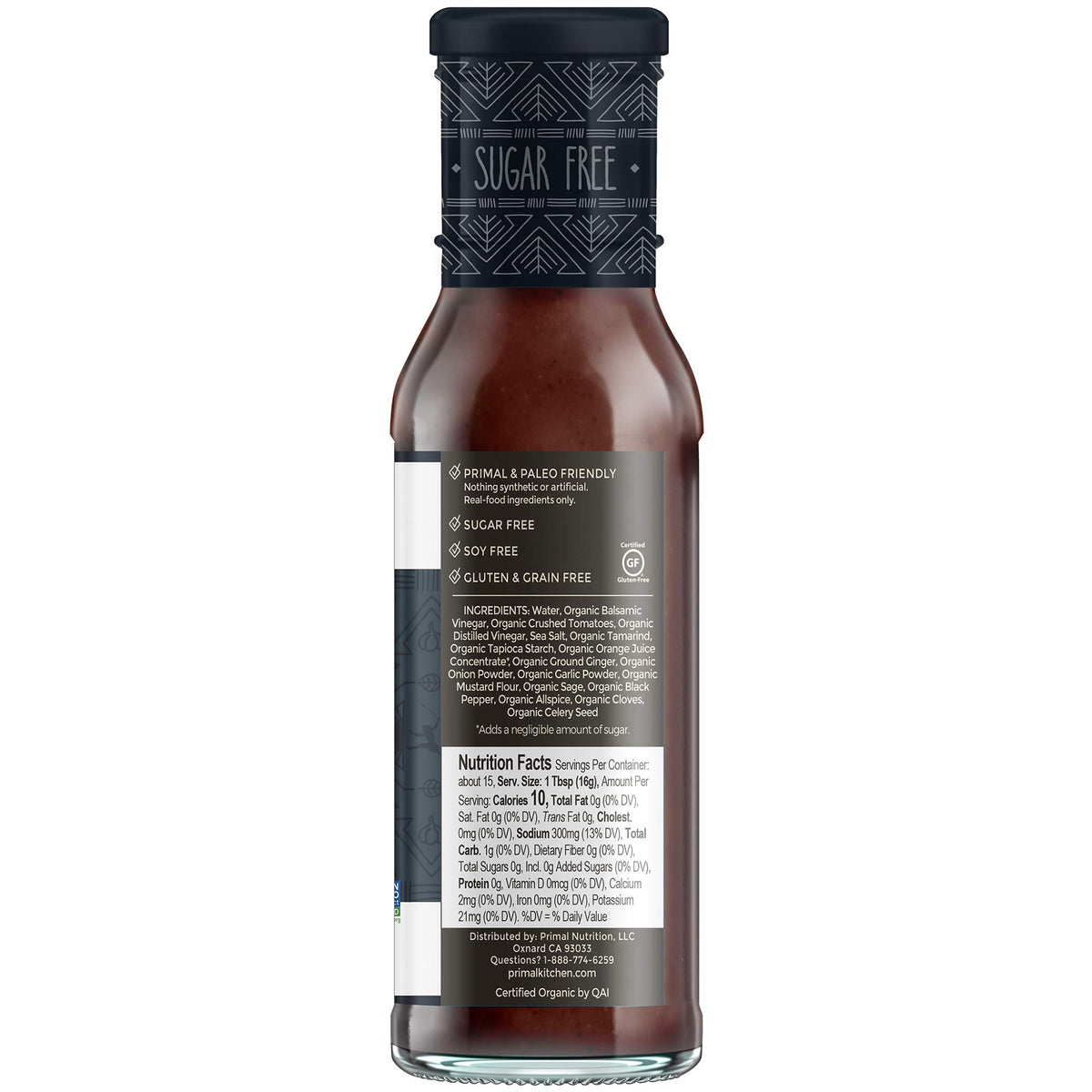 Primal Kitchen Organic ingredients closeup highlighting no dairy or gluten.