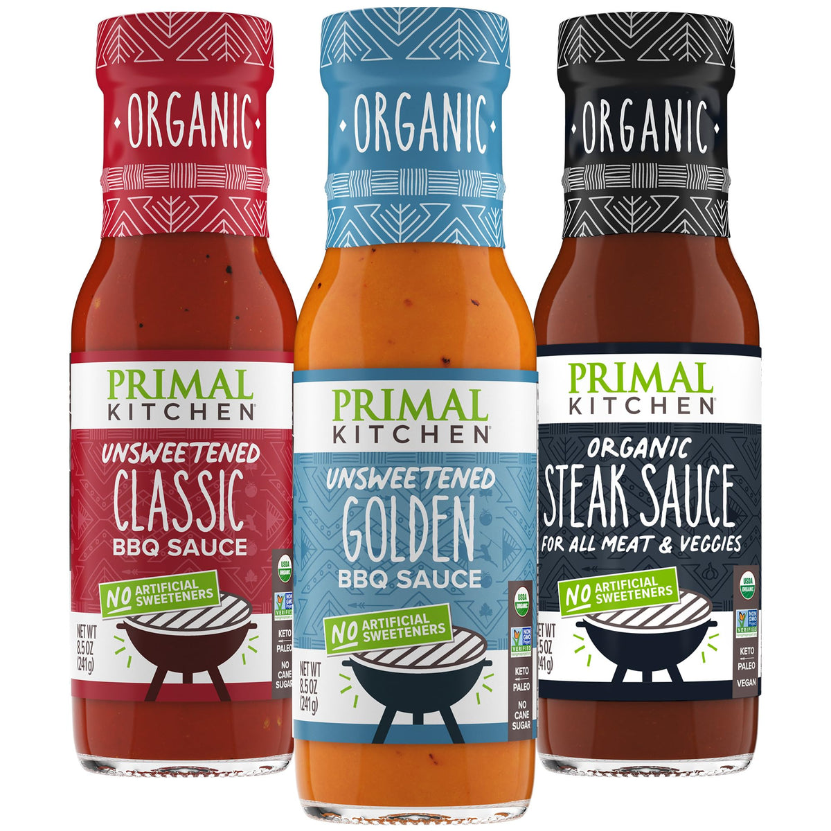 Primal Kitchen Original BBQ sauce bottle ready to glaze grilled meats with real ingredients.