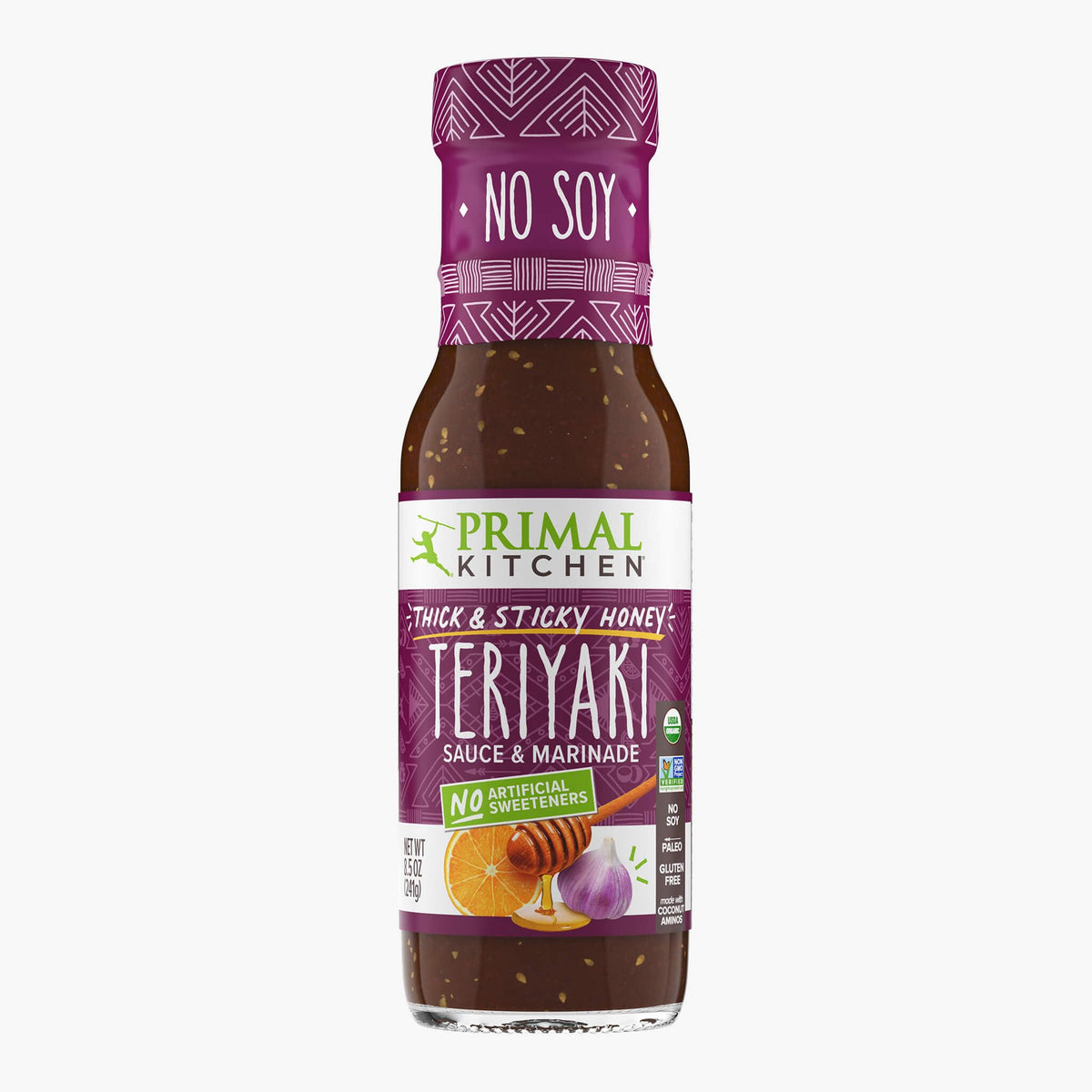 Primal Kitchen Teriyaki gluten-free and keto-friendly certification badge