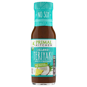 Primal Kitchen Thick & Sticky Honey Teriyaki glaze on skewers