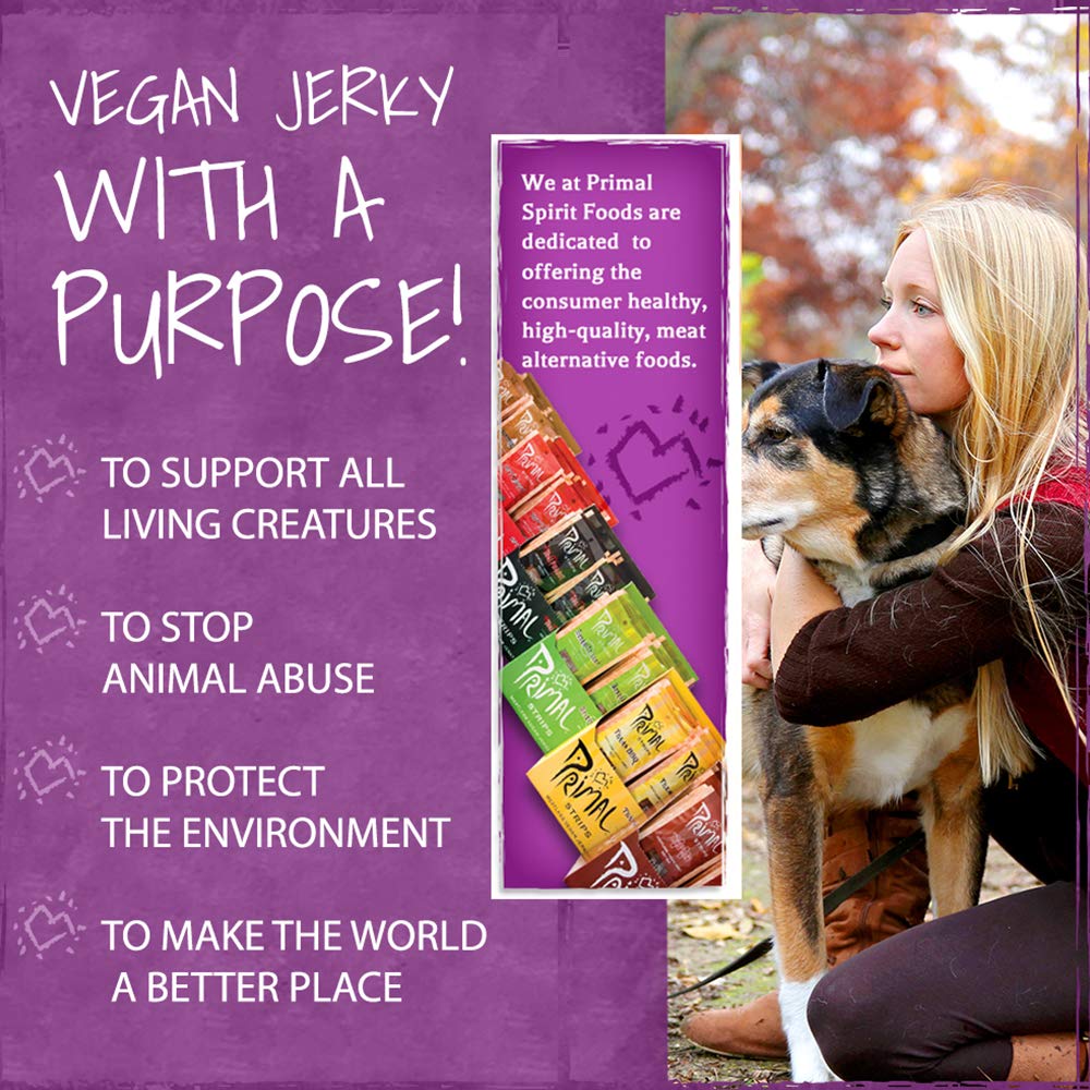 Primal Spirit Foods vegan jerky 1 oz serving, ready-to-eat protein