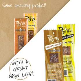 Primal Spirit Foods vegan jerky ingredient panel, plant-based protein info