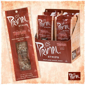 Primal Spirit Jerky 24-pack, versatile vegan snack for gym bags and road trips.