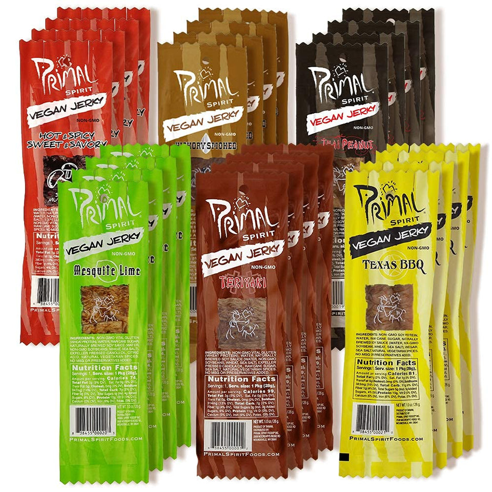 Primal Spirit Jerky sampler pack featuring six classics for tasting variety