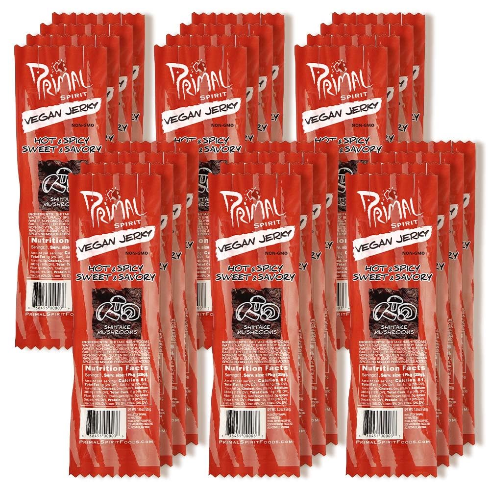 Primal Spirit Shiitake Jerky Classic Pack with bold flavor and plant protein on the go
