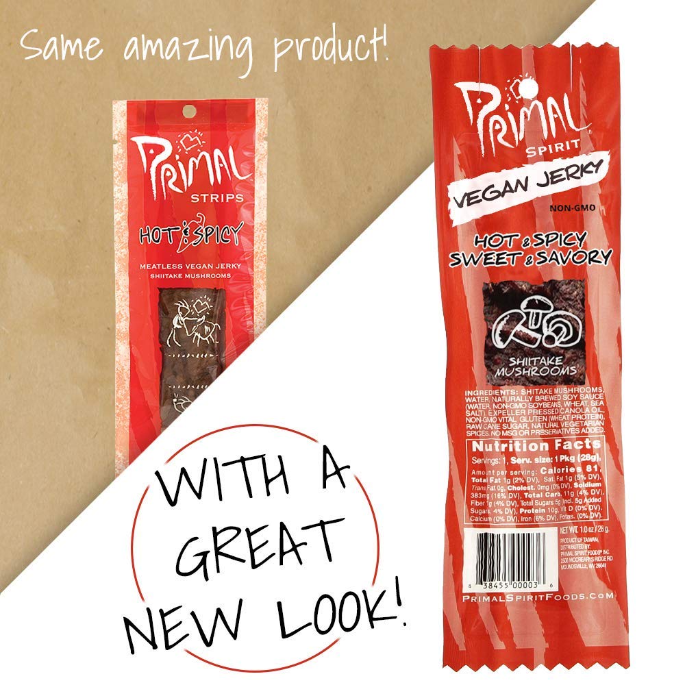 Primal Spirit Shiitake Jerky hot-spicy gym bag snack for active days