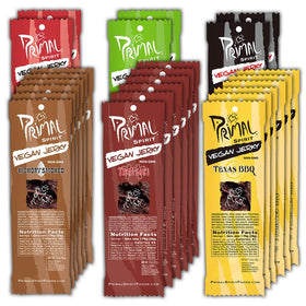 Primal Spirit Foods vegan jerky teriyaki slices for on-the-go protein