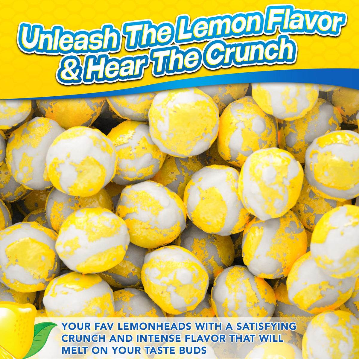 Primary Colors Candy freeze dried lemon heads highlight crystalline crunch texture