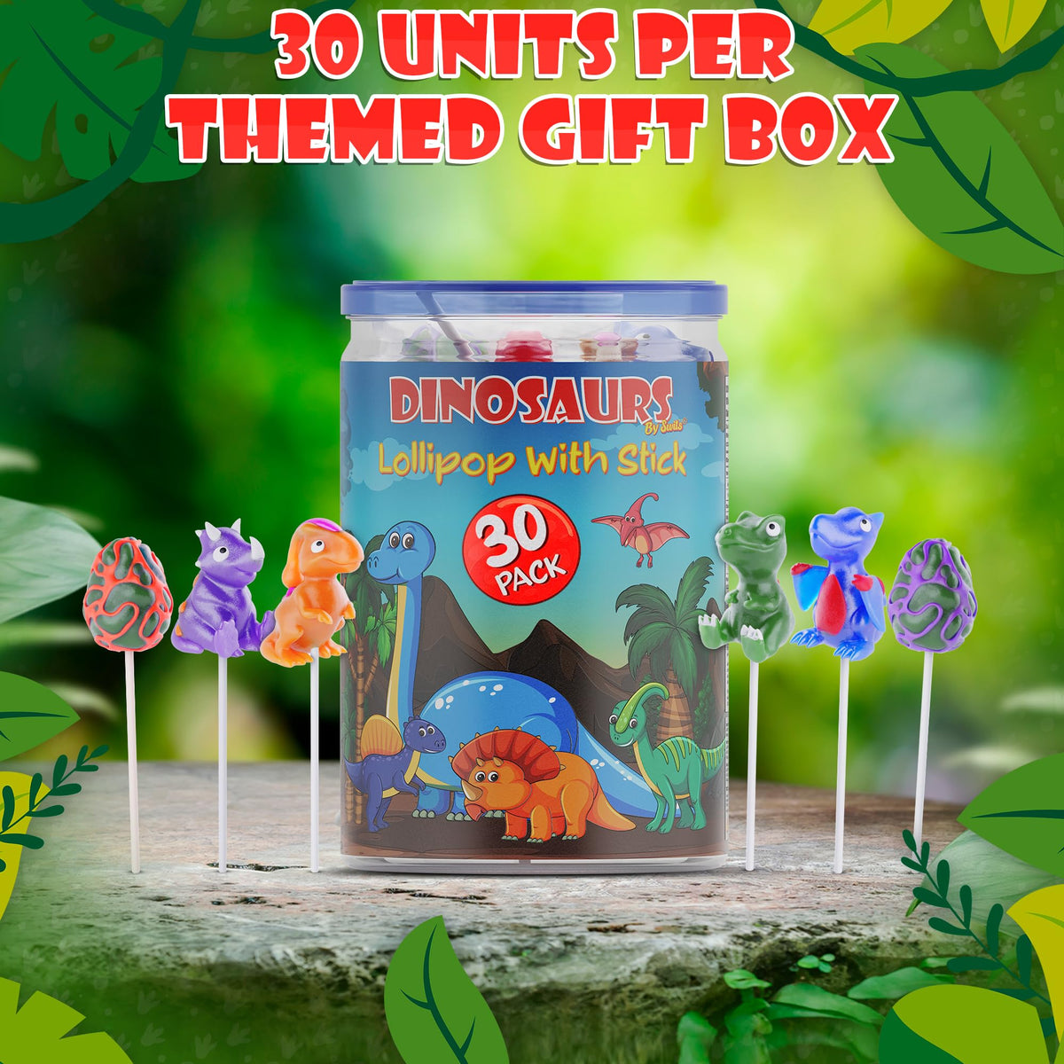 Primary Colors Candy dinosaur lollipop packaging keeps treats safe and easy to distribute.
