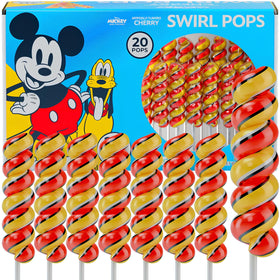 Primary Colors Candy Mickey Mouse swirl lollipops for party favors.