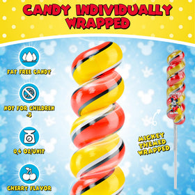 Closeup of Mickey lollipop packaging by Primary Colors Candy.