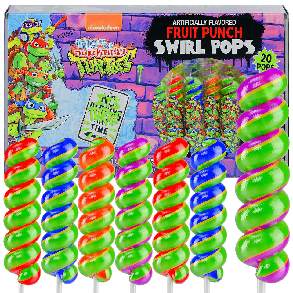 Primary Colors Candy Ninja Turtles swirl lollipops wrapped with Raphael design for party favors