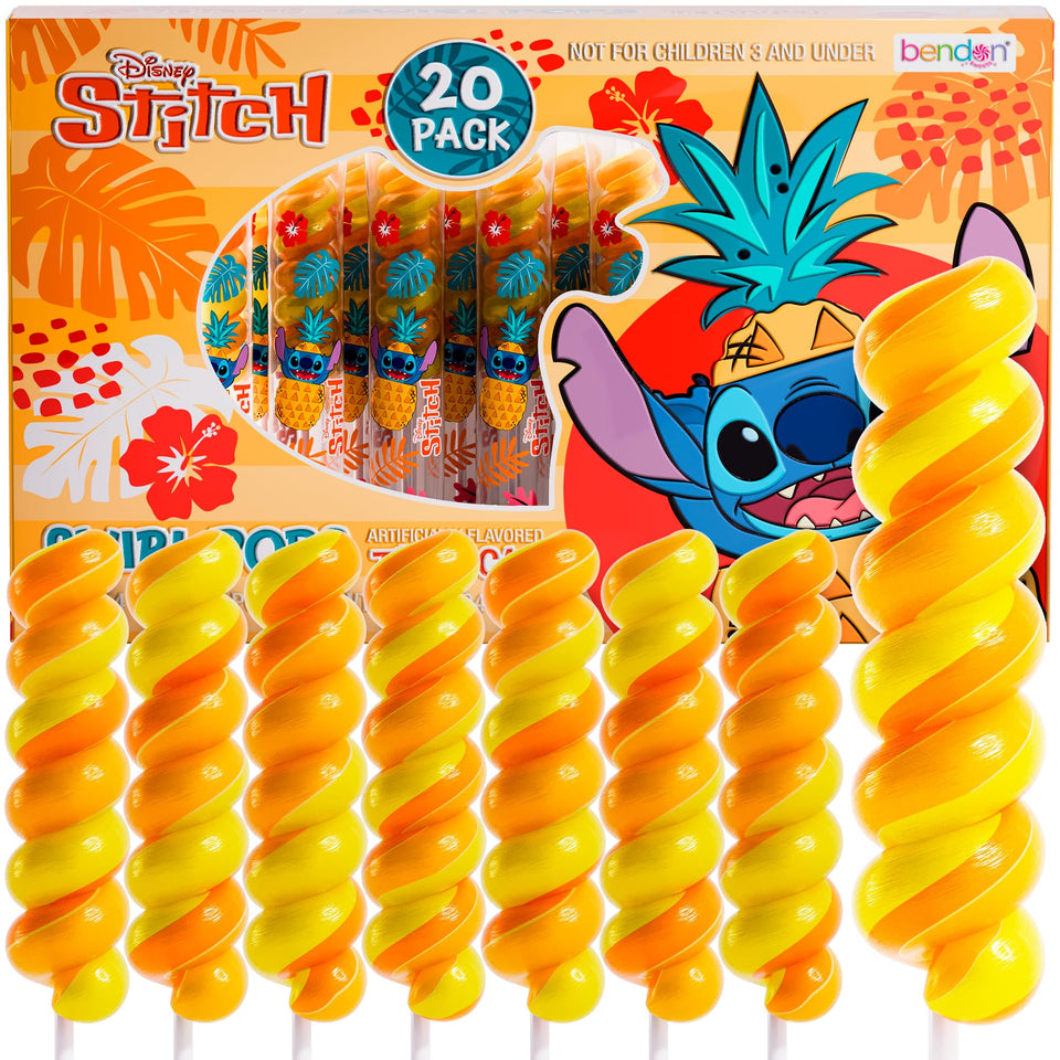 Primary Colors Candy Stitch Swirl Lollipops pack shot, 20 colorful lollipops for parties