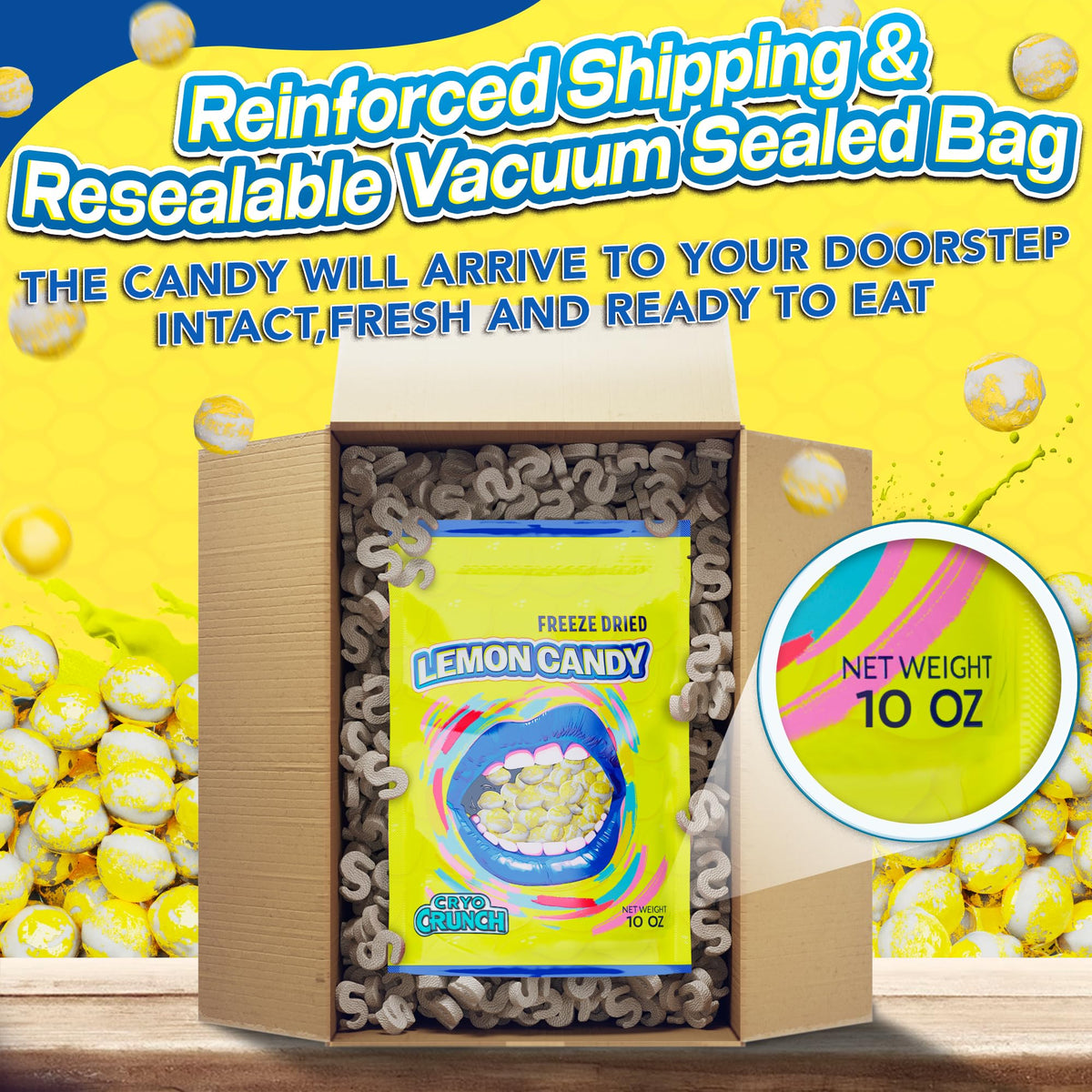 Primary Colors Candy lemon heads packaged as a stocking stuffer for citrus fans