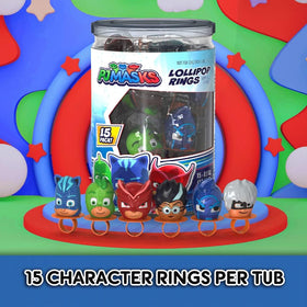 Primary Colors PJ Masks Lollipop Rings Owlette design, vivid candy for birthdays