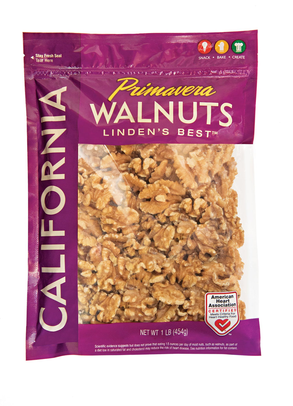 Primavera walnuts halves and pieces 1lb pack ready for snacking.