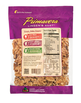 Close-up of Primavera walnuts texture ideal for baking and topping dishes.