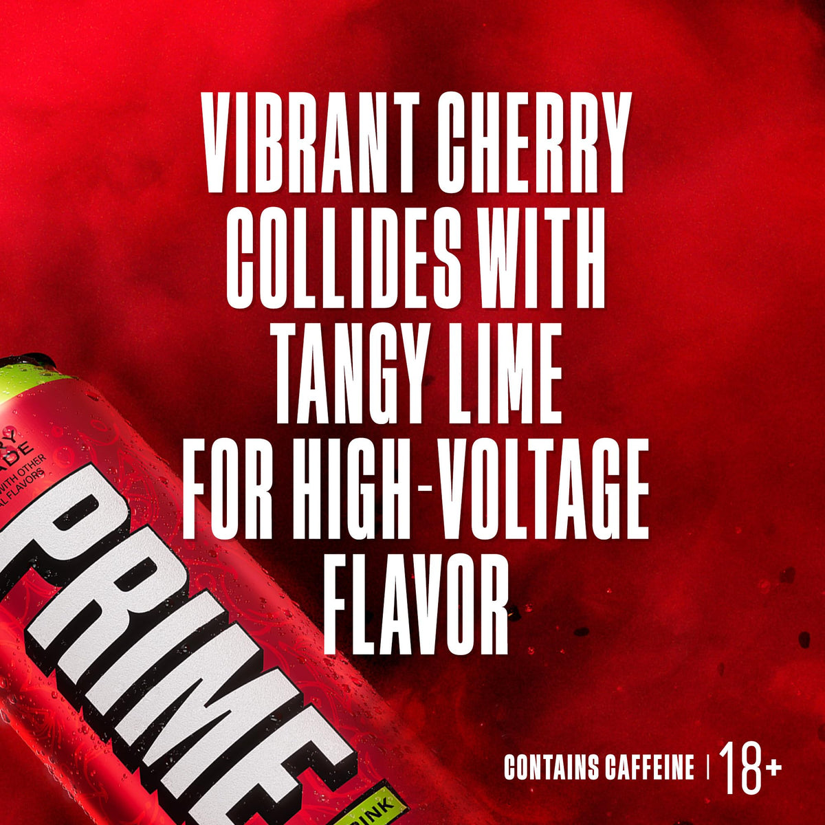 Prime Energy Cherry Limeade being poured into a glass showcasing tangy flavor.