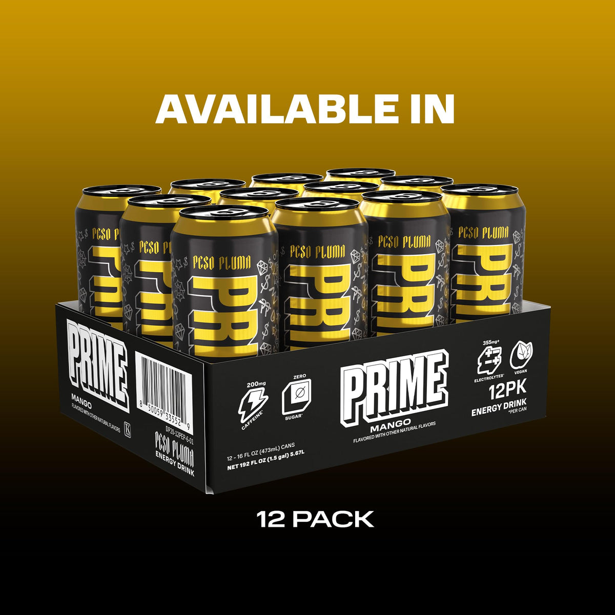 PRIME Energy Peso Pluma gym bottle, on-the-go energy without crash