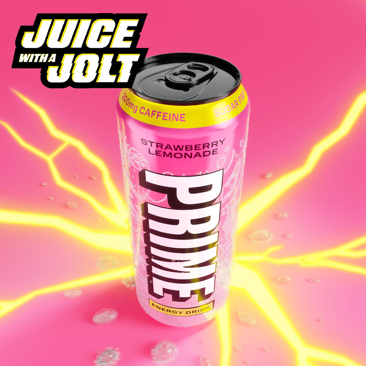 Nutrition and electrolytes panel on PRIME Energy Strawberry Lemonade can.