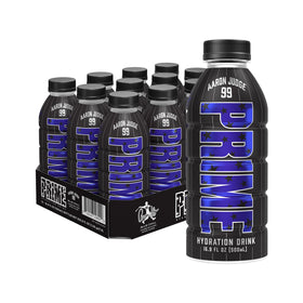 PRIME Hydration Aaron Judge bottle front shows bold flavor and low sugar refreshment.