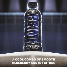 PRIME Hydration Aaron Judge bottle side highlights electrolytes and BCAAs for recovery.