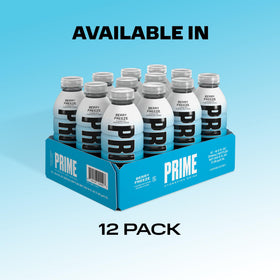 PRIME Hydration Berry Freeze pack shot highlights a 12-pack option.