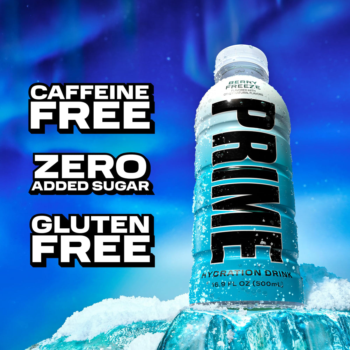 PRIME Hydration Berry Freeze being poured into a glass for refreshment.