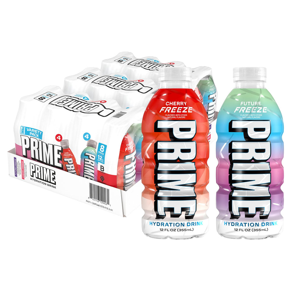 PRIME Hydration Cherry Freeze bottle pour for on-the-go electrolyte replenishment
