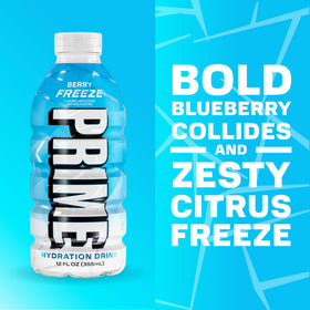 Prime Hydration Cherry Freeze bottle showing vibrant color and electrolytes
