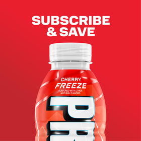 Prime Hydration Cherry Freeze chilled on ice for refreshment.