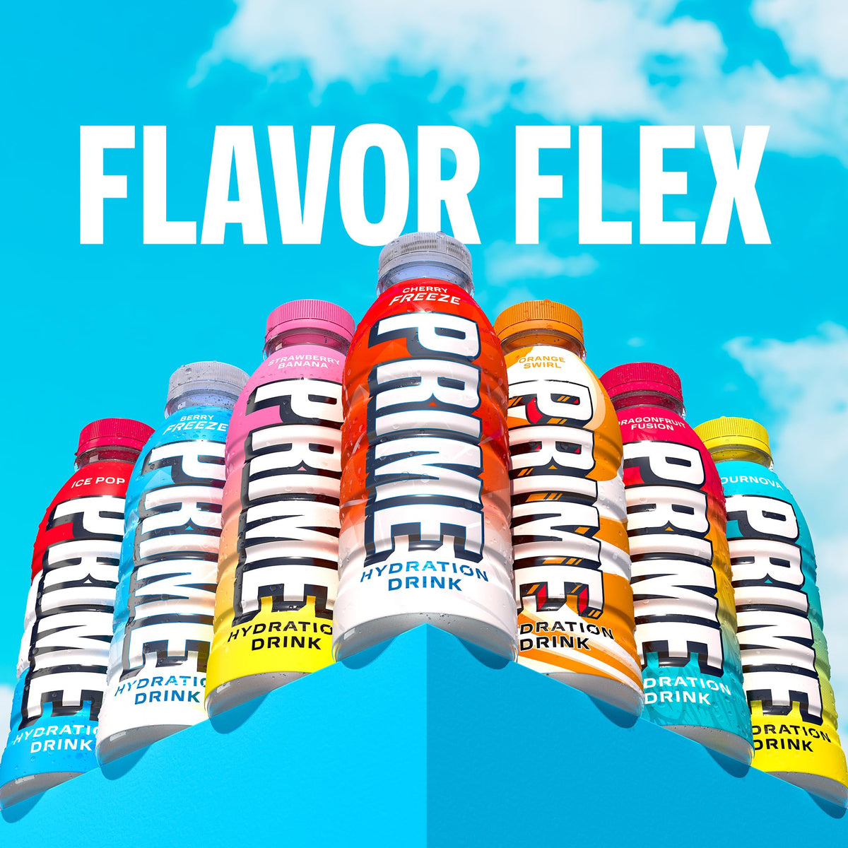 Prime Hydration Cherry Freeze ingredients label highlights natural flavors.