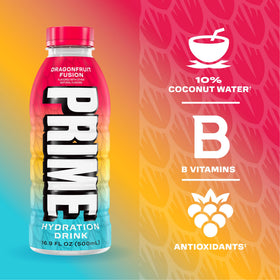 PRIME Hydration Dragonfruit Fusion can for quick hydration during sport