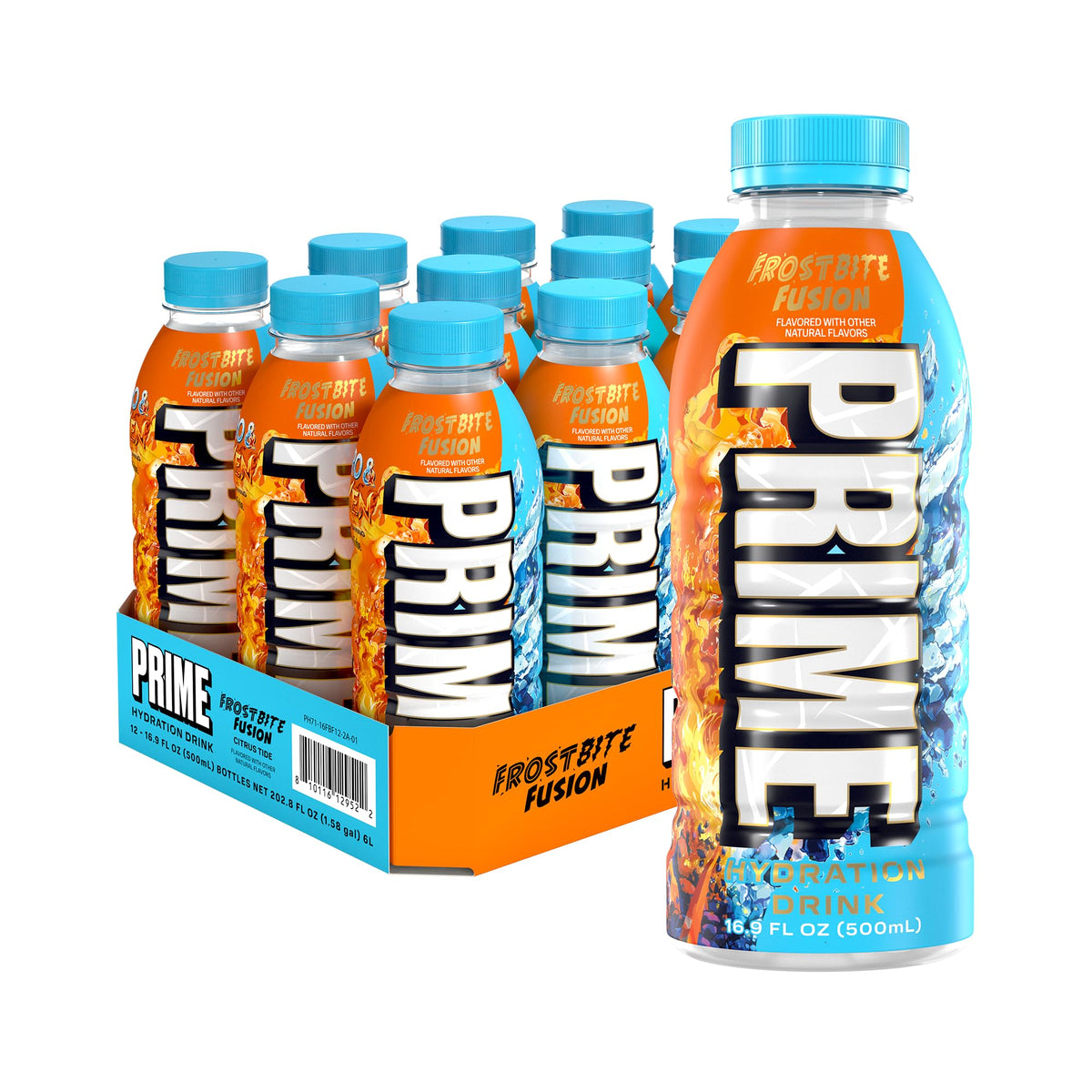 PRIME Hydration Frostbite Fusion bottle front for refreshing hydration on the go.