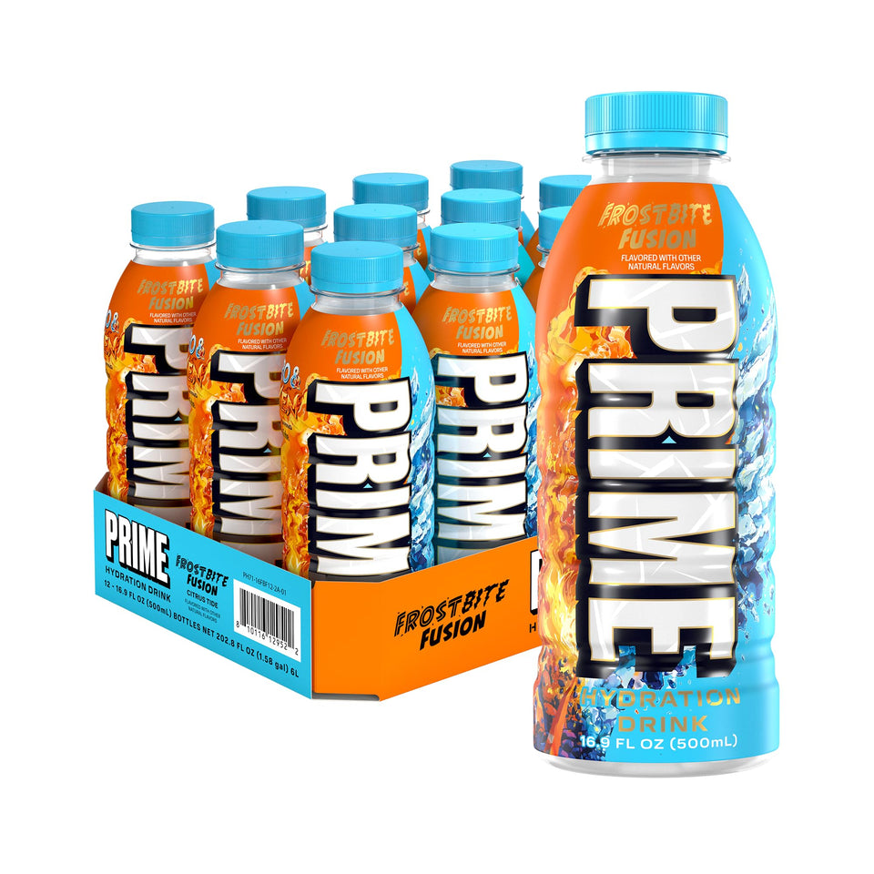 PRIME Hydration Frostbite Fusion bottle front for refreshing hydration on the go.