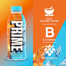 PRIME Hydration Frostbite Fusion bottle pour shows quick hydration after workouts.