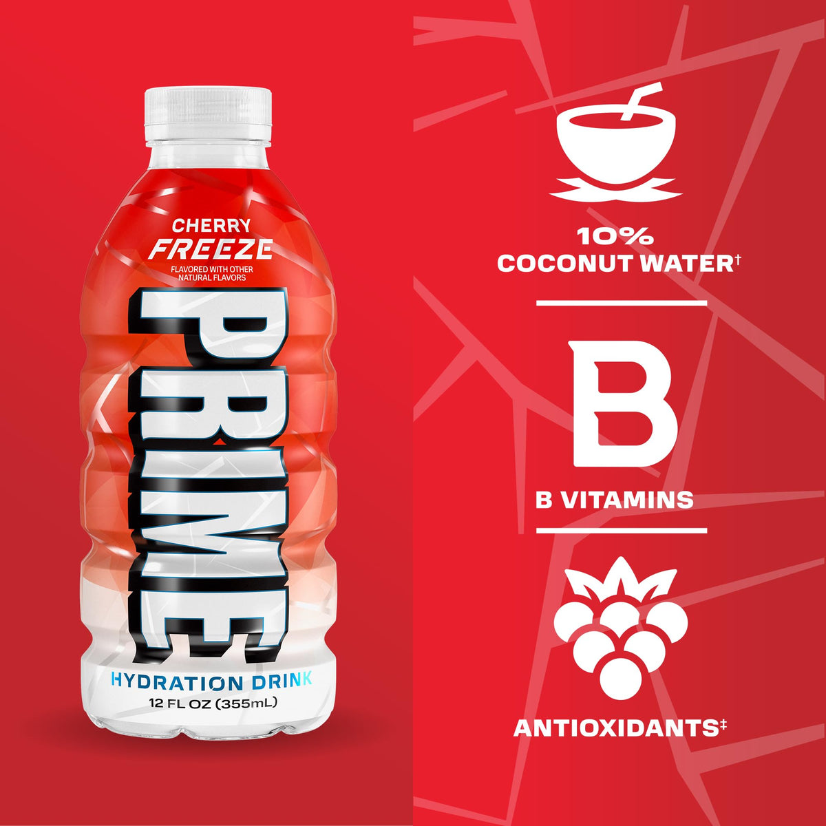 PRIME Hydration Future Freeze bottle close-up with bold natural flavors