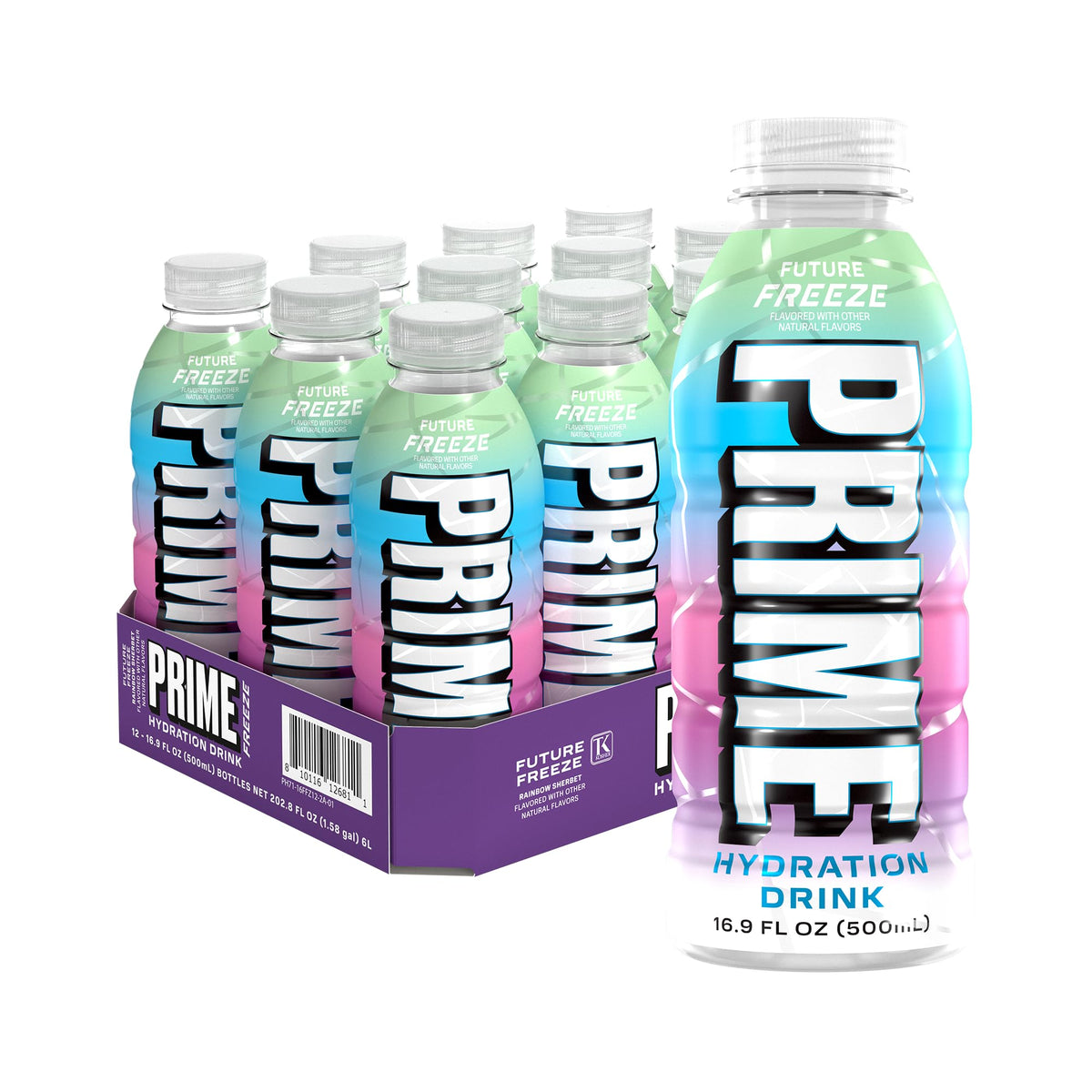 PRIME Hydration Future Freeze bottle ready for quick electrolyte replenishment after workouts.