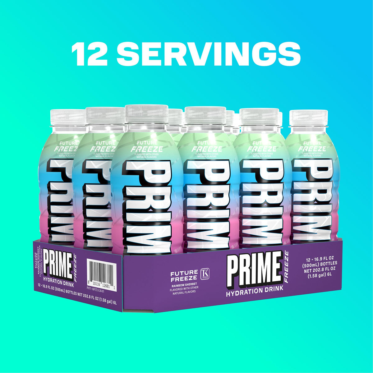 Glass with PRIME Hydration Future Freeze and ice suggesting cooling reward after activity.