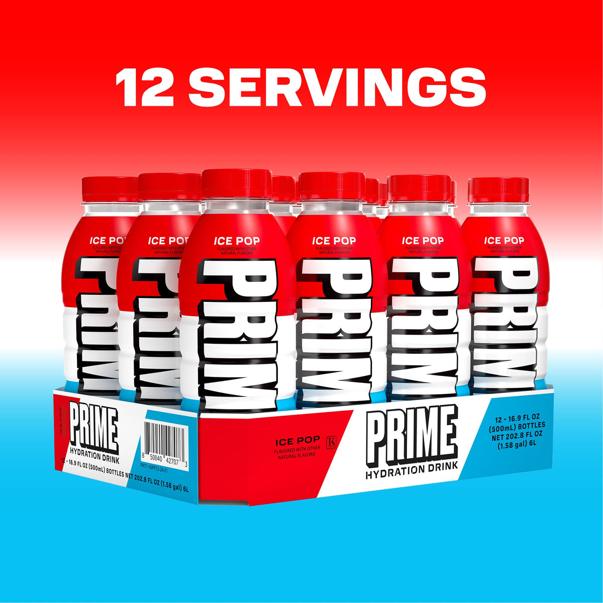 PRIME Hydration Ice Pop flavor visuals suggest low sugar hydration.