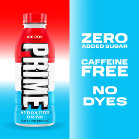 PRIME Hydration Ice Pop glass pour emphasizes refreshing flavor experience.