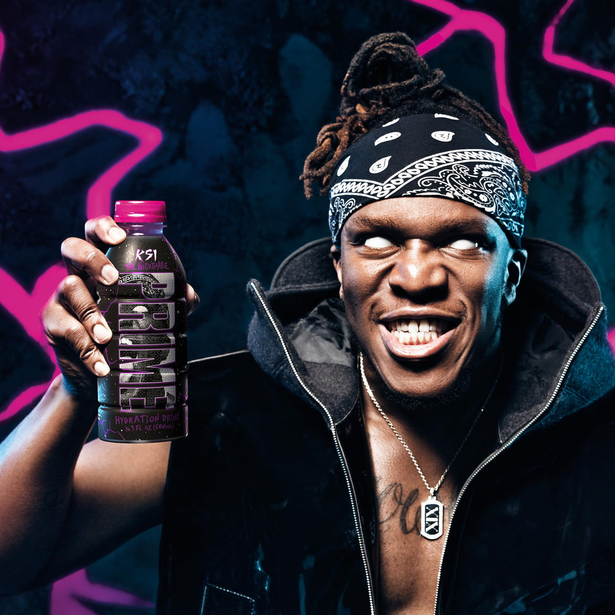 Prime Hydration KSI The Nightmare empty bottle, ready for on-the-go hydration