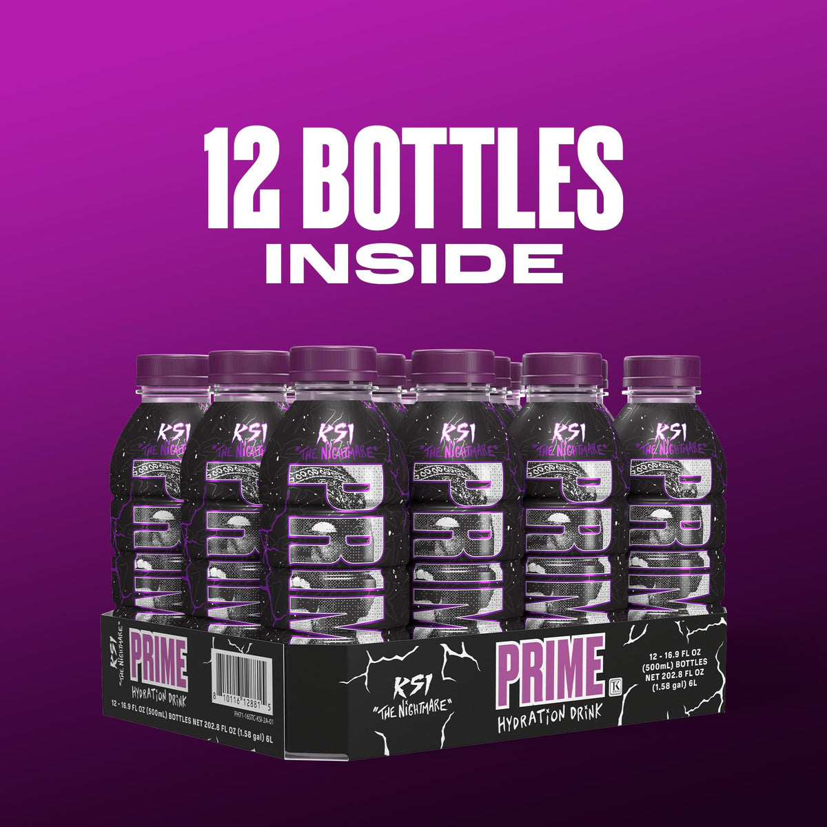 Prime Hydration KSI The Nightmare glass with ice, ideal during workouts or travel