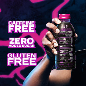 Prime Hydration KSI The Nightmare label close-up, coconut water blend and clean ingredients