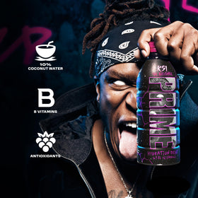Prime Hydration KSI The Nightmare being poured, contains antioxidants and minerals for recovery