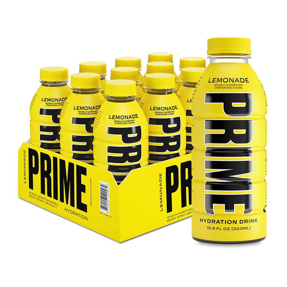PRIME Hydration Lemonade bottle shows electrolyte-rich refreshment for active days.