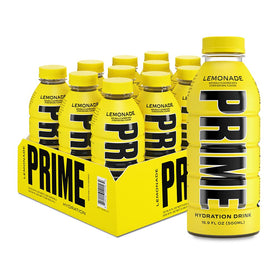 PRIME Hydration Lemonade bottle shows electrolyte-rich refreshment for active days.